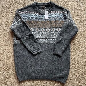 American Eagle Outfitters Gray Patterned Sweater